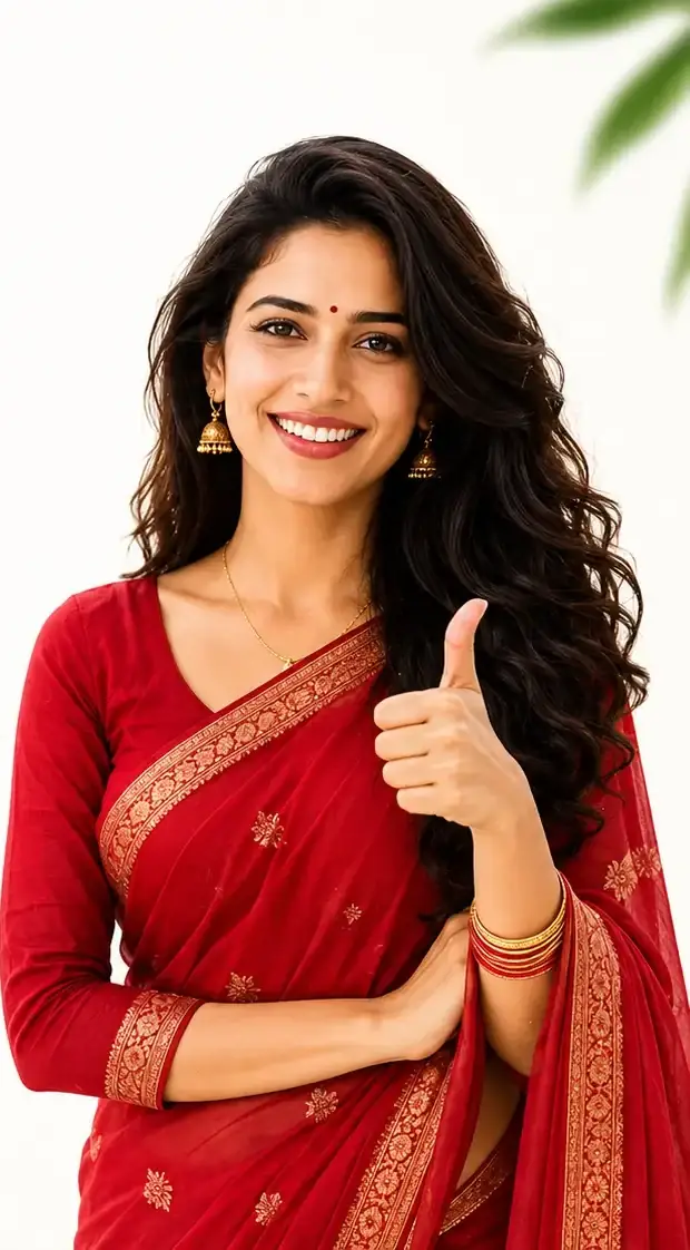 A smiling woman giving a thumbs up